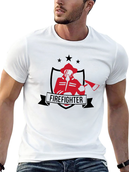 Firefighter Graphic Tee - Black Cotton T-Shirt