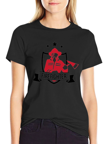 Firefighter Graphic Tee - Black Cotton T-Shirt
