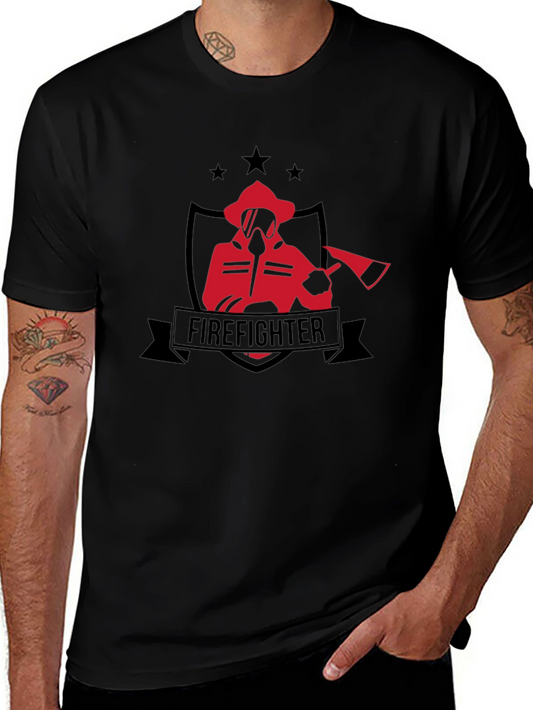 Firefighter Graphic Tee - Black Cotton T-Shirt