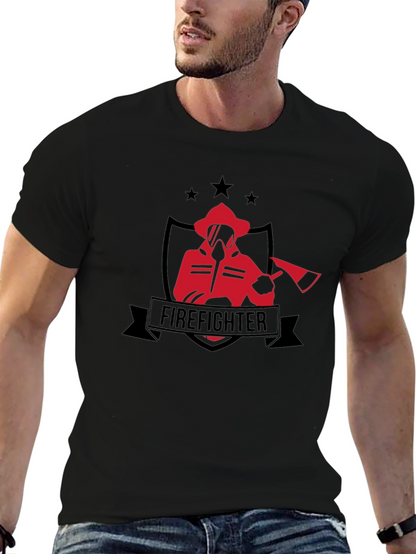 Firefighter Graphic Tee - Black Cotton T-Shirt