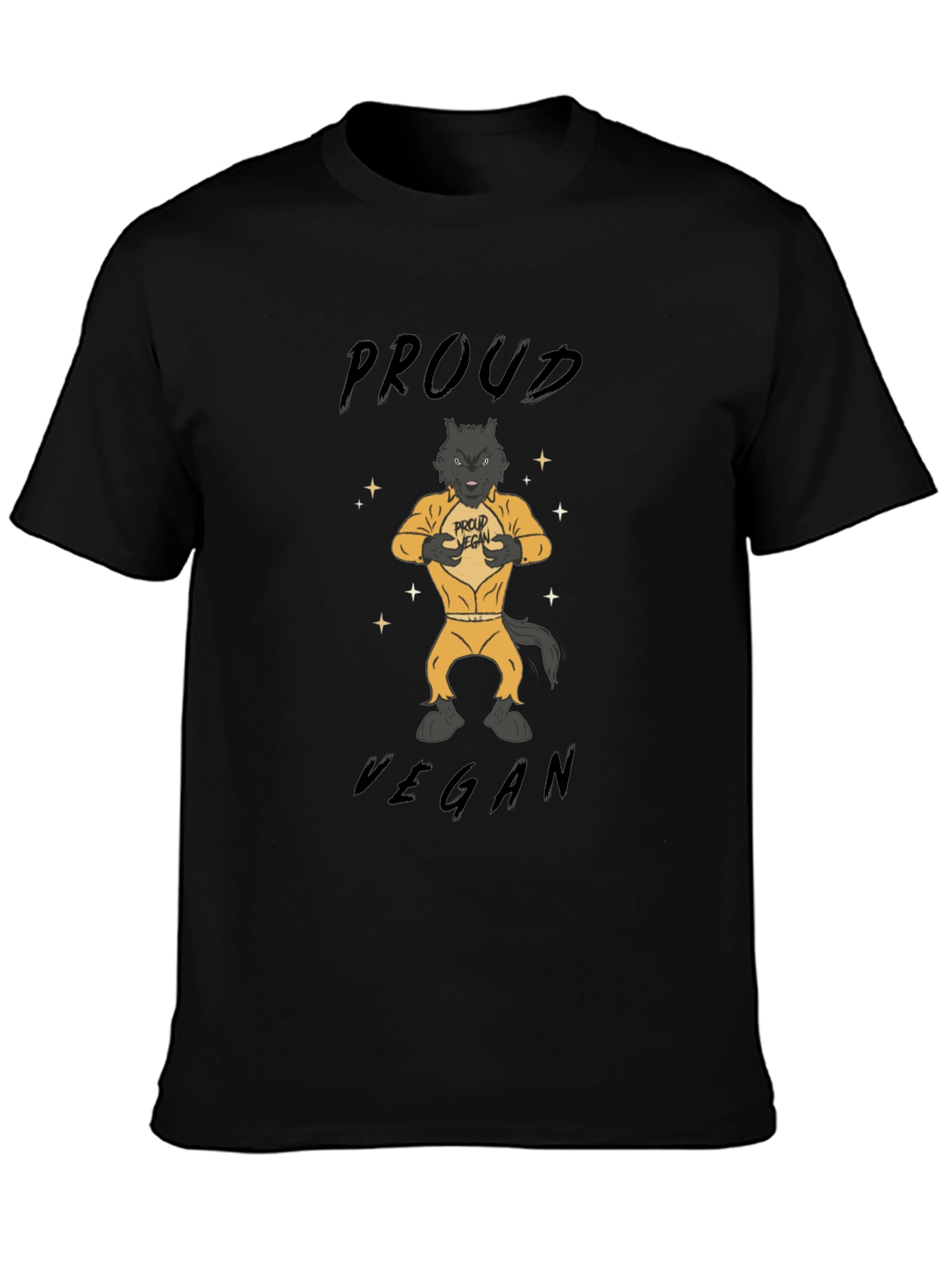 Proud Vegan Wolf T-Shirt - Black