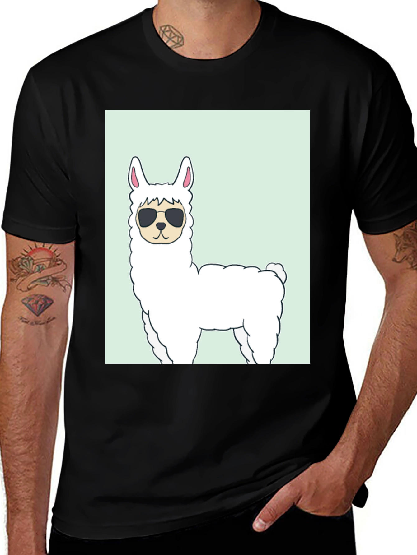Cool Llama Graphic T-Shirt - Black