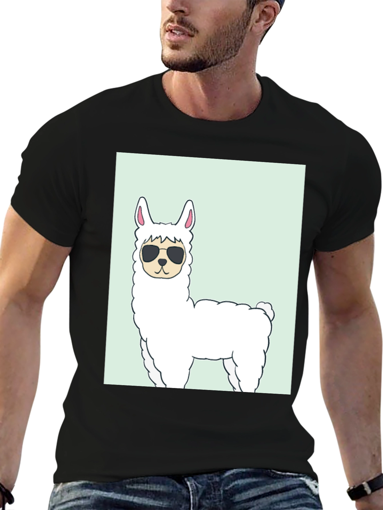 Cool Llama Graphic T-Shirt - Black