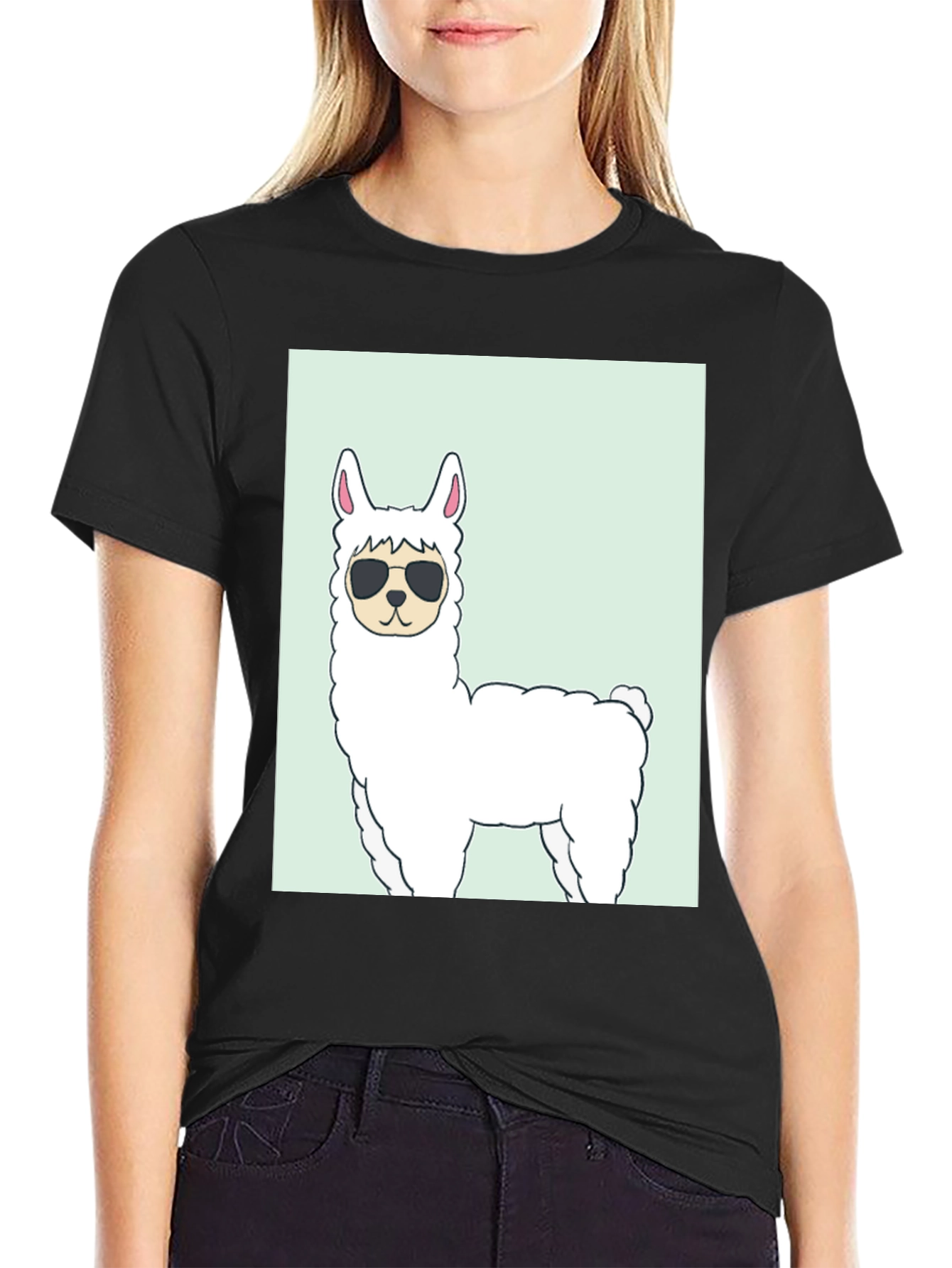 Cool Llama Graphic T-Shirt - Black