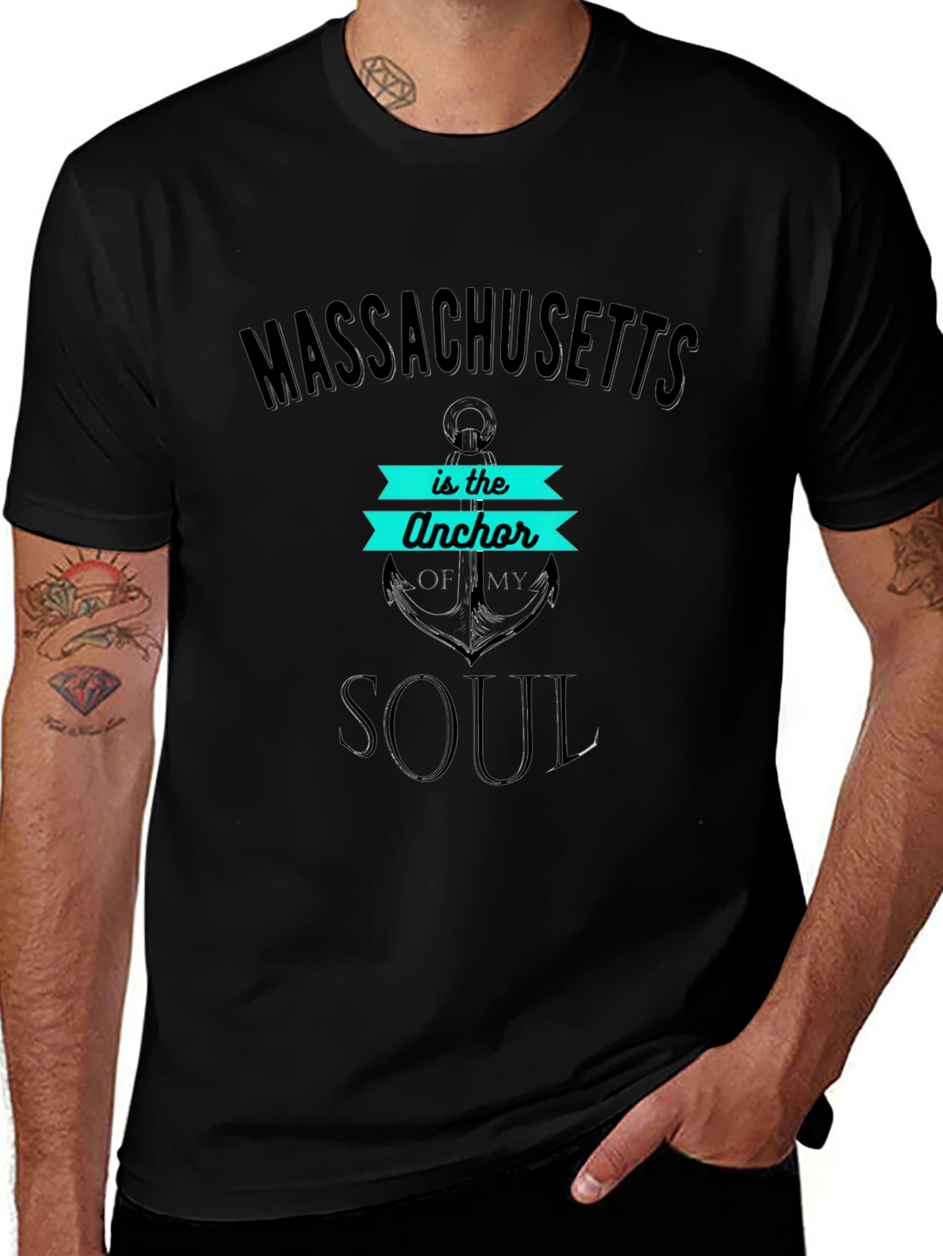 Massachusetts Anchor Soul Mens T-Shirt