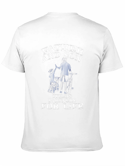 Father and Son Cycling Partners Black T-Shirt