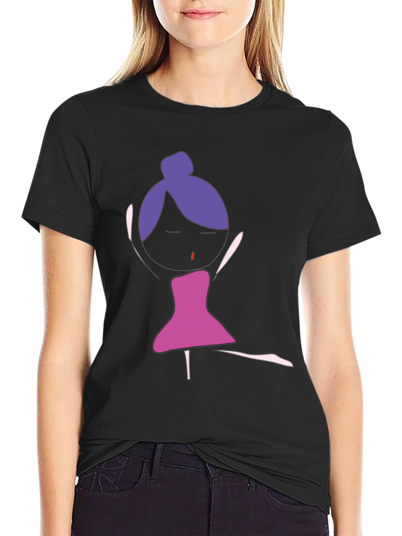 Unique Dancer Graphic Tee - Black Cotton T-Shirt