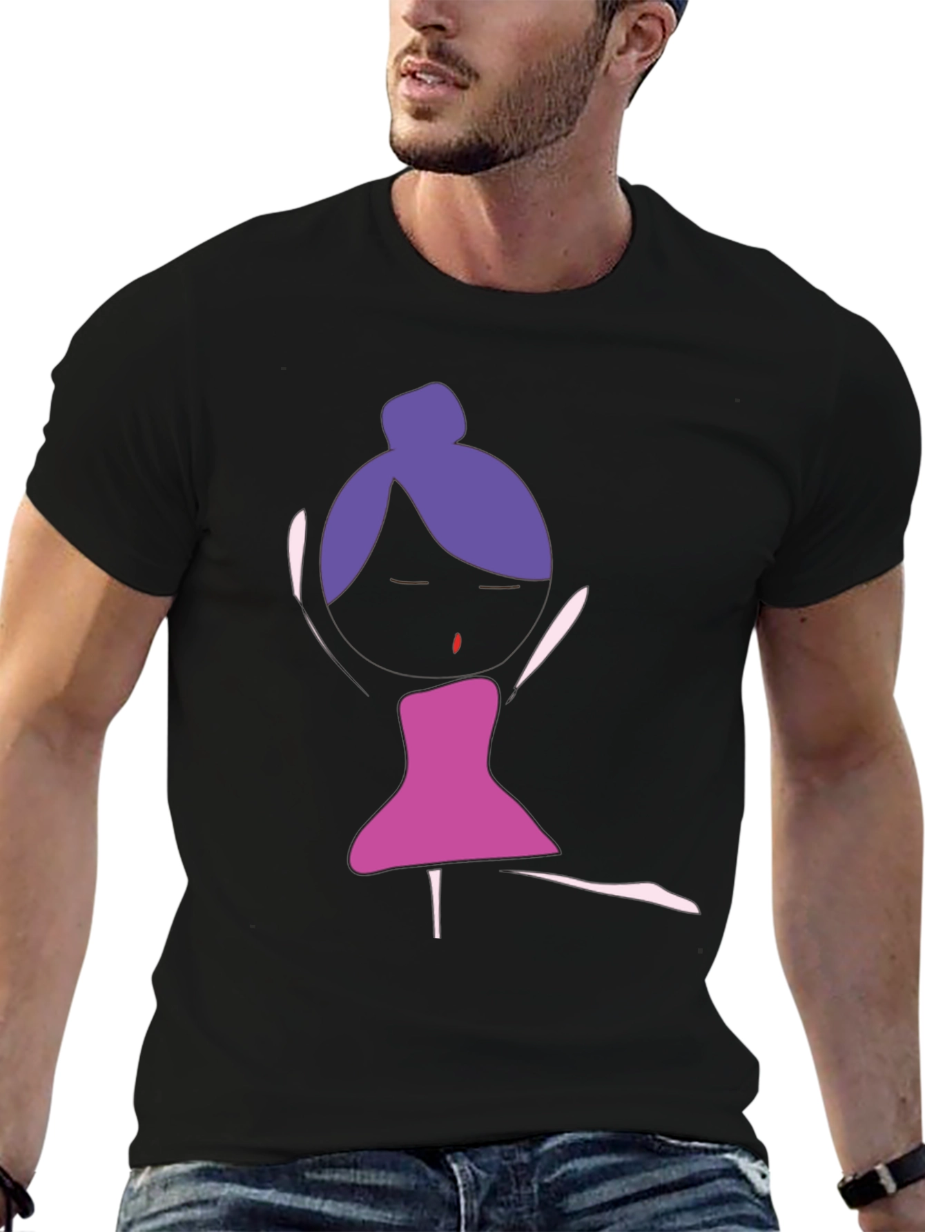 Unique Dancer Graphic Tee - Black Cotton T-Shirt