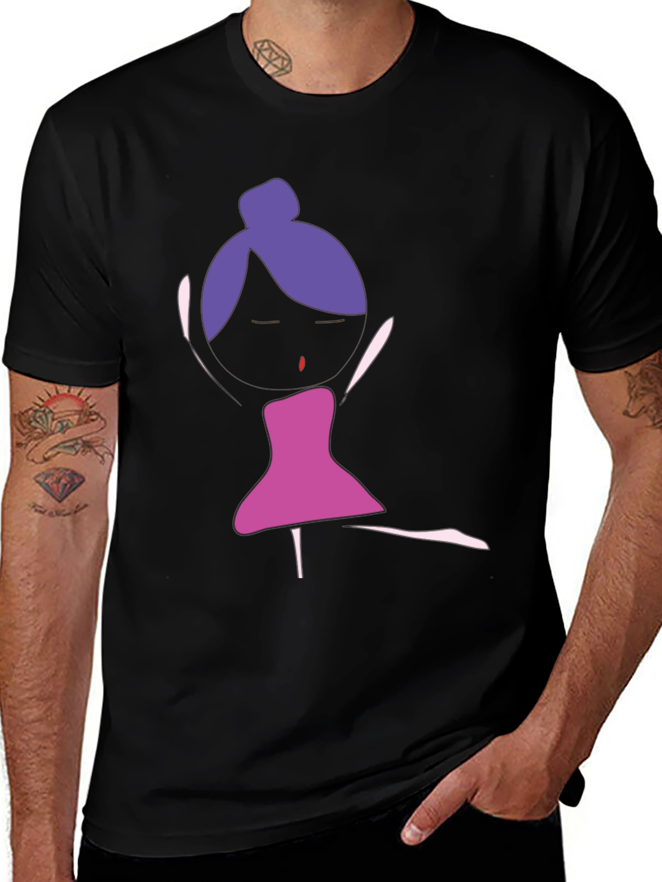 Unique Dancer Graphic Tee - Black Cotton T-Shirt