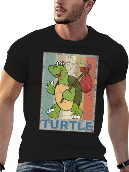 Retro Turtle Traveler Graphic T-Shirt