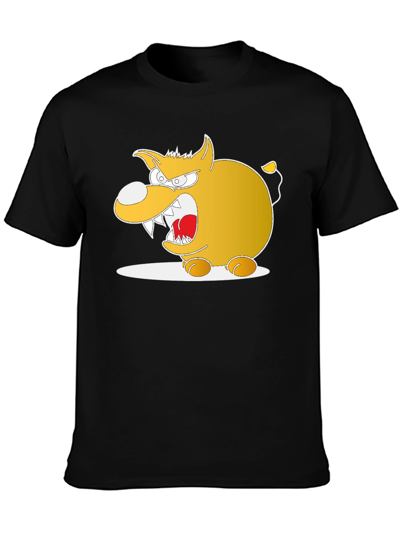 Cartoon Angry Dog Graphic Black Tee
