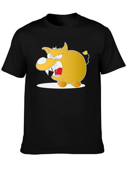 Cartoon Angry Dog Graphic Black Tee