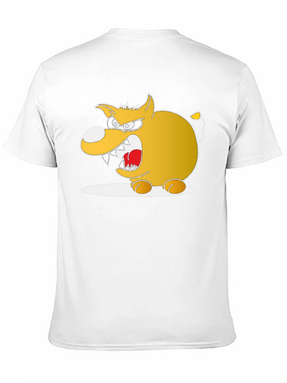 Cartoon Angry Dog Graphic Black Tee