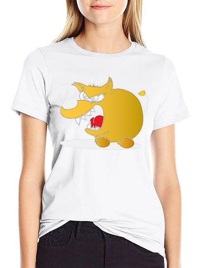 Cartoon Angry Dog Graphic Black Tee
