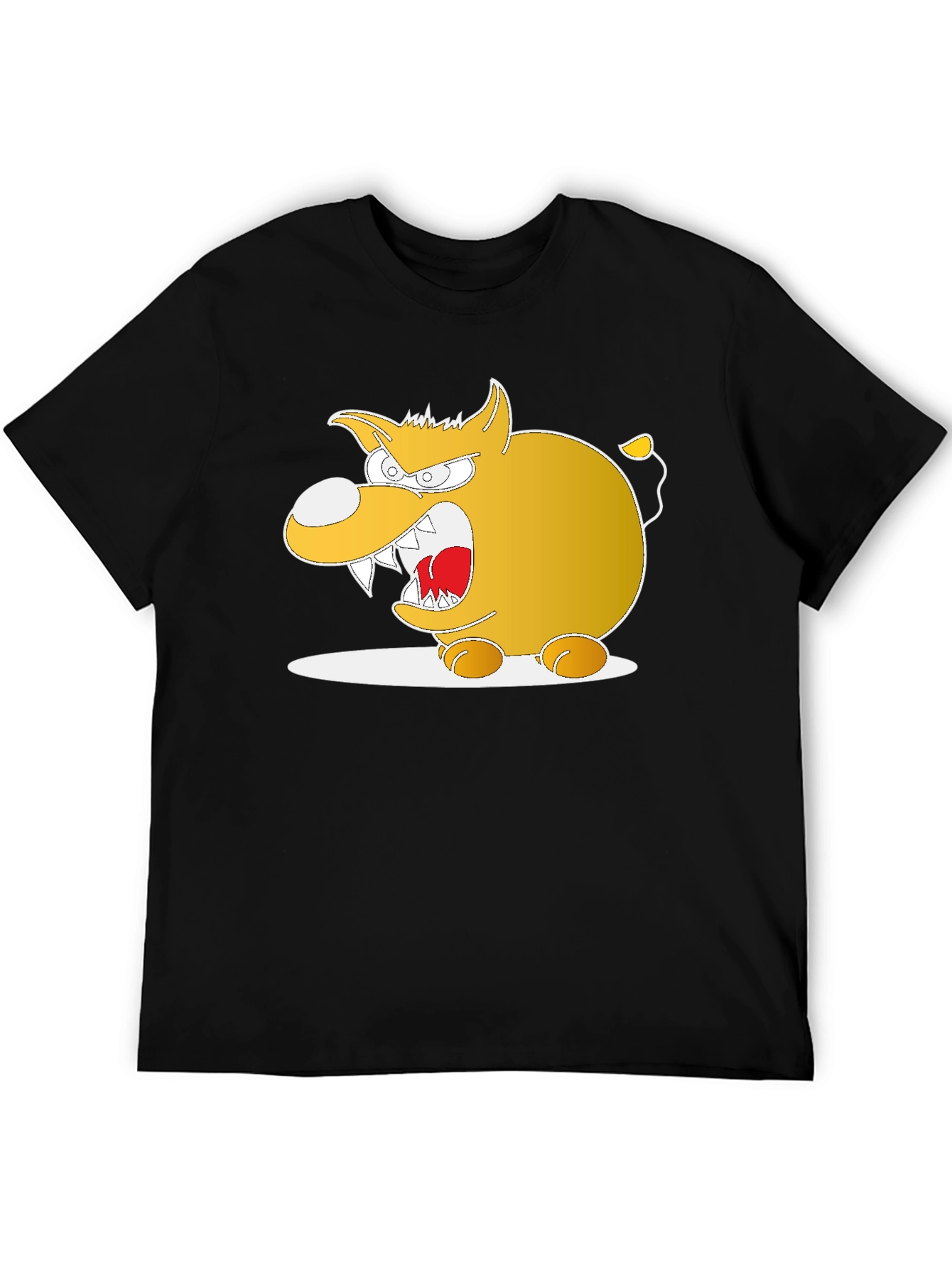 Cartoon Angry Dog Graphic Black Tee