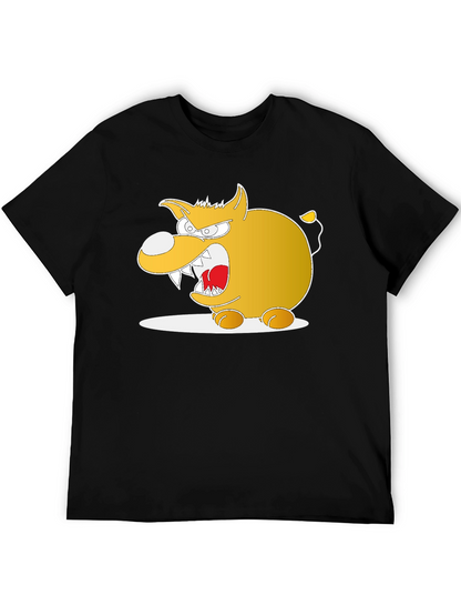 Cartoon Angry Dog Graphic Black Tee