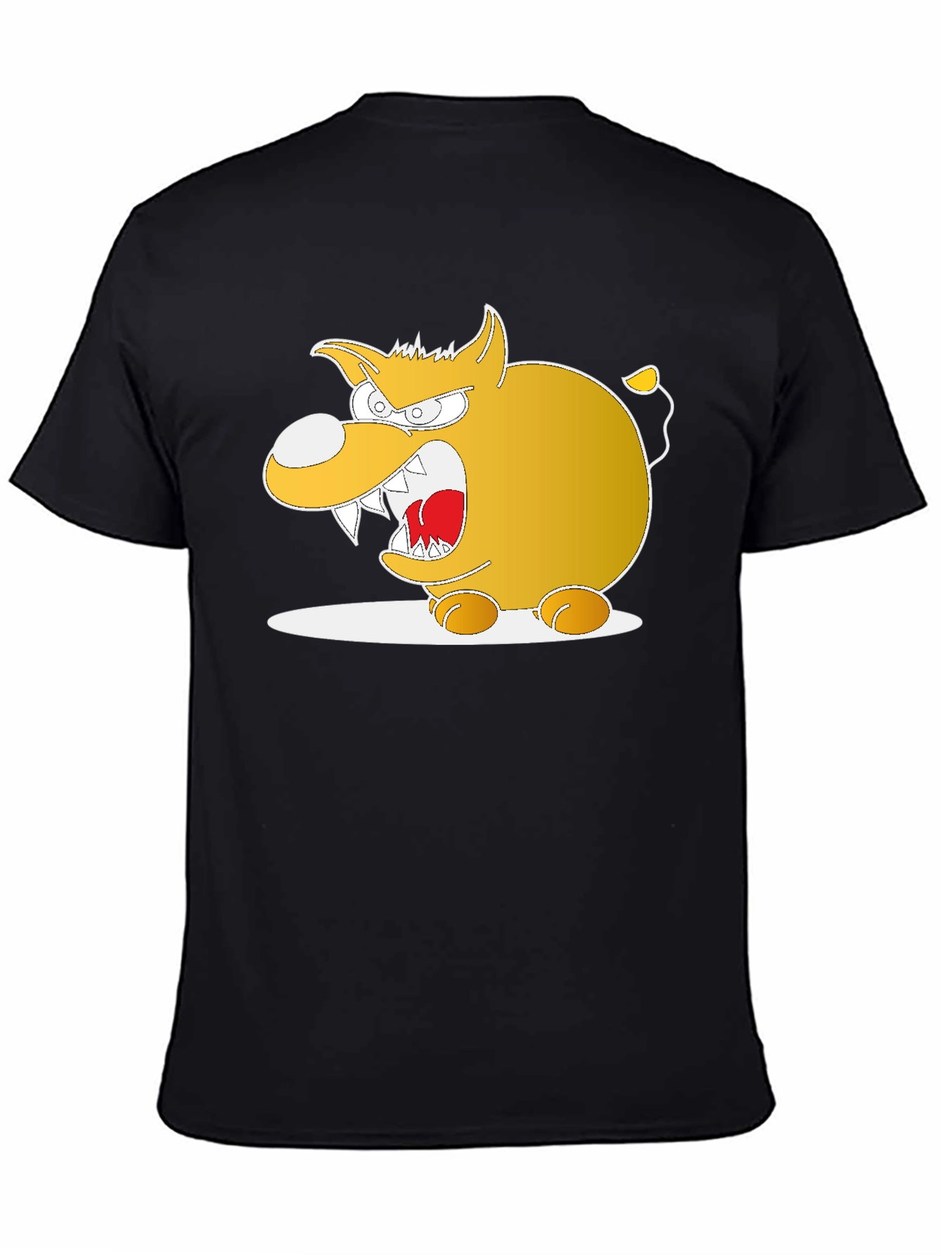 Cartoon Angry Dog Graphic Black Tee