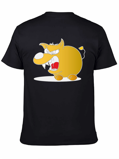 Cartoon Angry Dog Graphic Black Tee