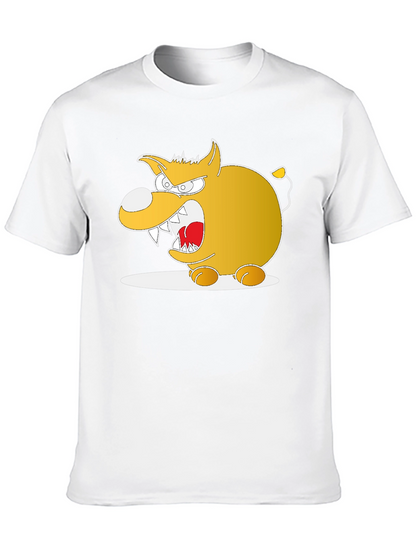 Cartoon Angry Dog Graphic Black Tee