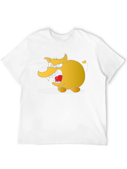 Cartoon Angry Dog Graphic Black Tee