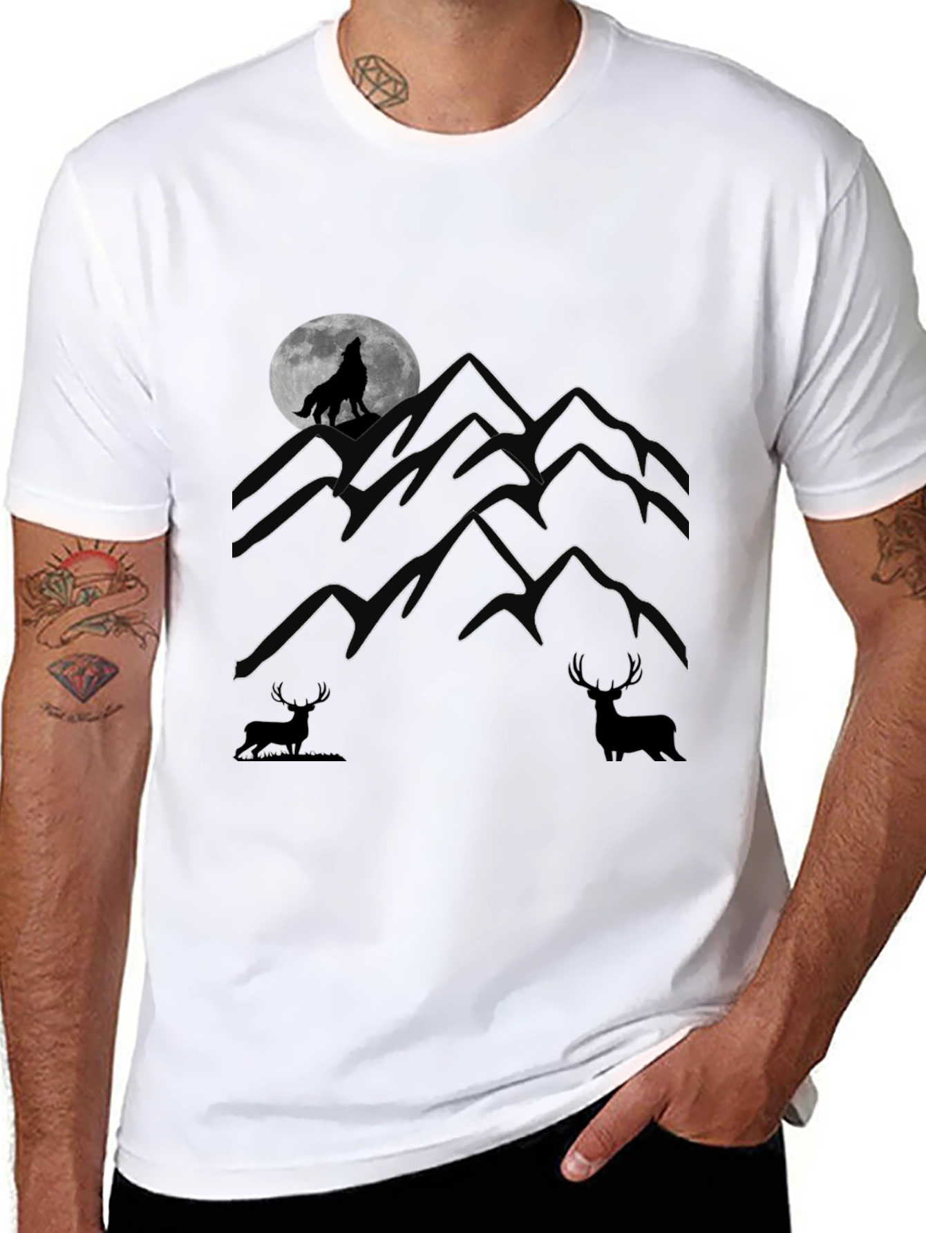 Wolf Howling Moon Graphic Tee