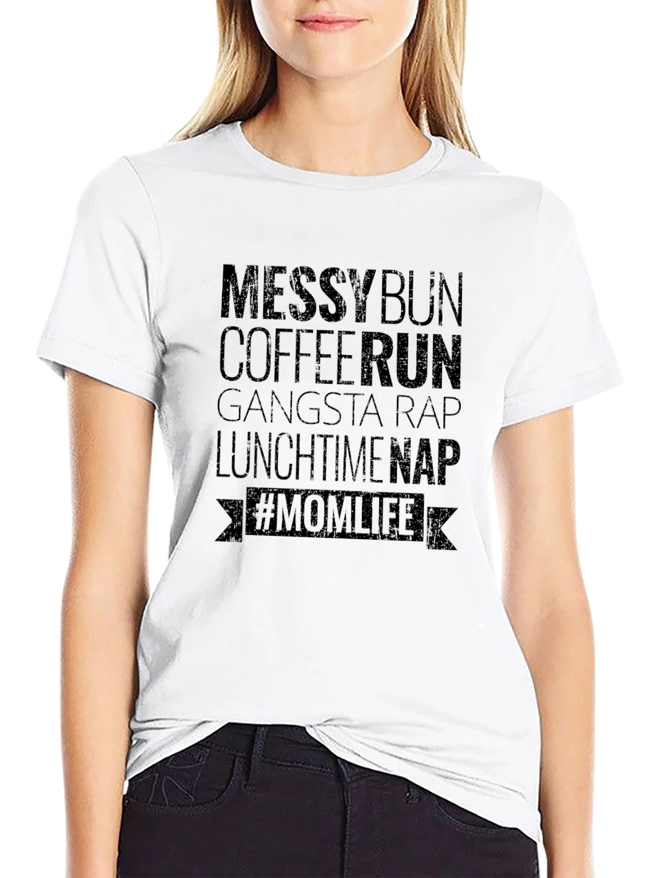 Messy Bun Coffee Run Mom Life T-Shirt