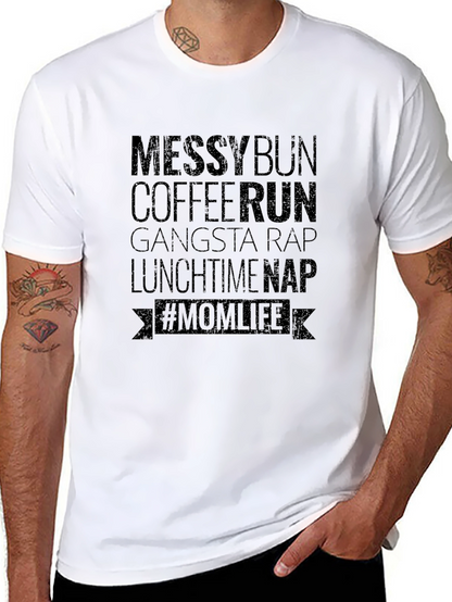 Messy Bun Coffee Run Mom Life T-Shirt