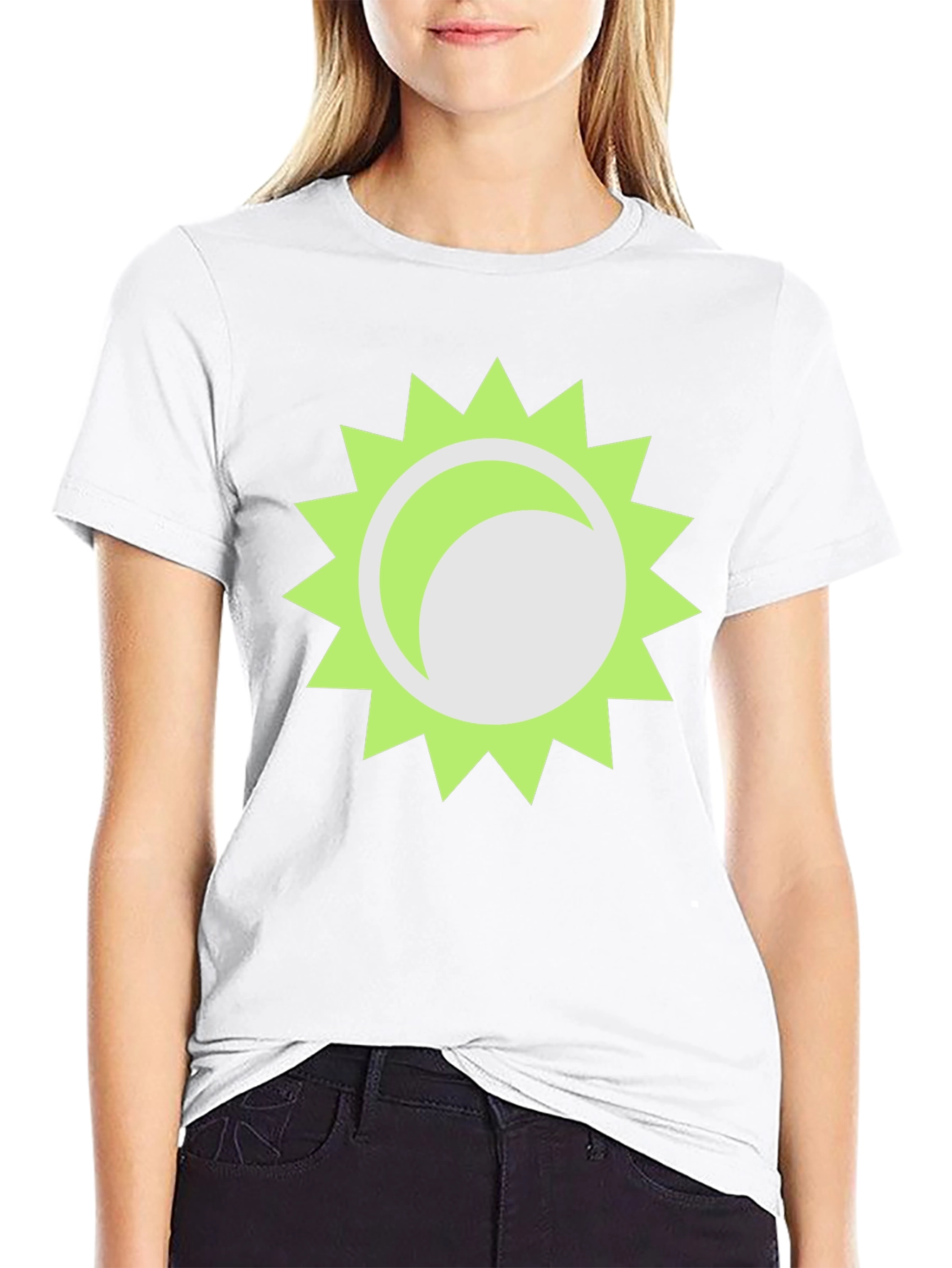 Trendy Black T-Shirt with Sun Graphic