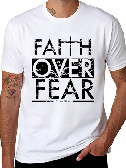 Faith Over Fear Graphic Print Black T-Shirt
