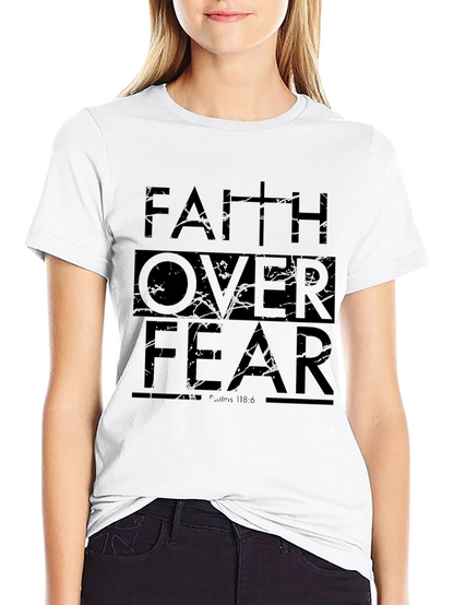 Faith Over Fear Graphic Print Black T-Shirt