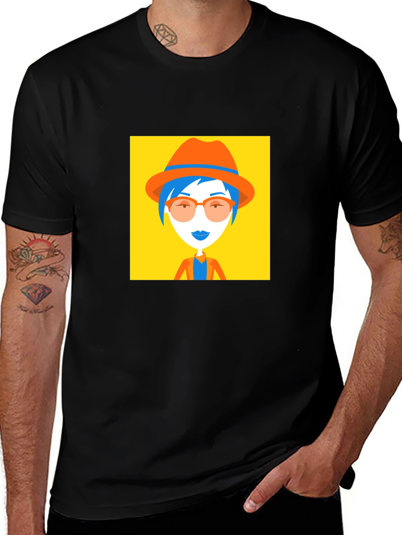 Funky Graphic Tee - Woman in Hat Design