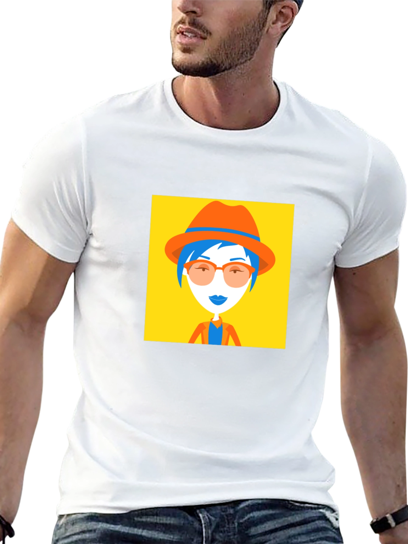 Funky Graphic Tee - Woman in Hat Design