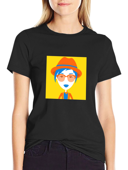 Funky Graphic Tee - Woman in Hat Design