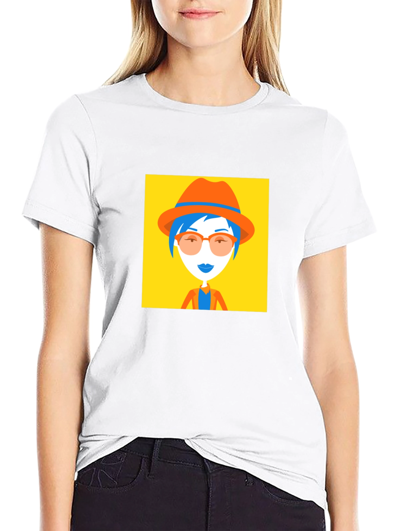Funky Graphic Tee - Woman in Hat Design