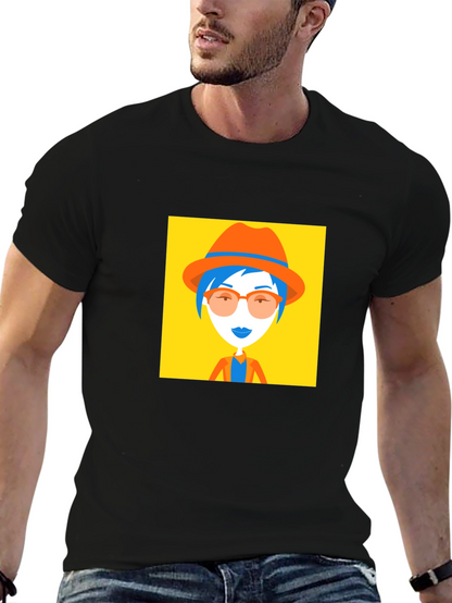 Funky Graphic Tee - Woman in Hat Design