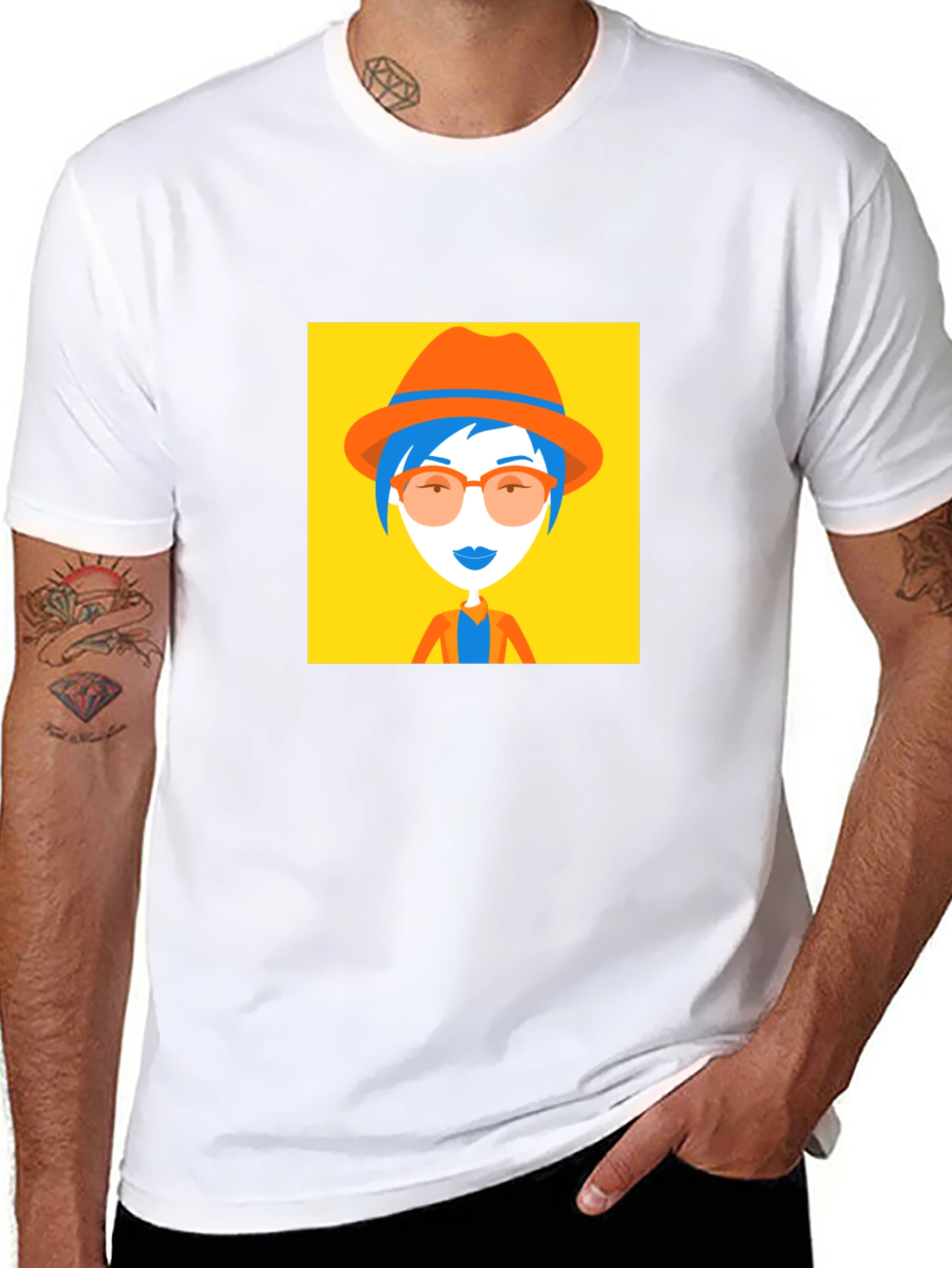 Funky Graphic Tee - Woman in Hat Design