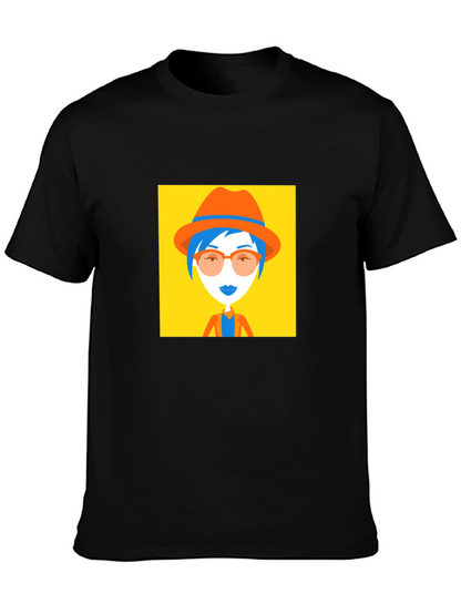 Funky Graphic Tee - Woman in Hat Design