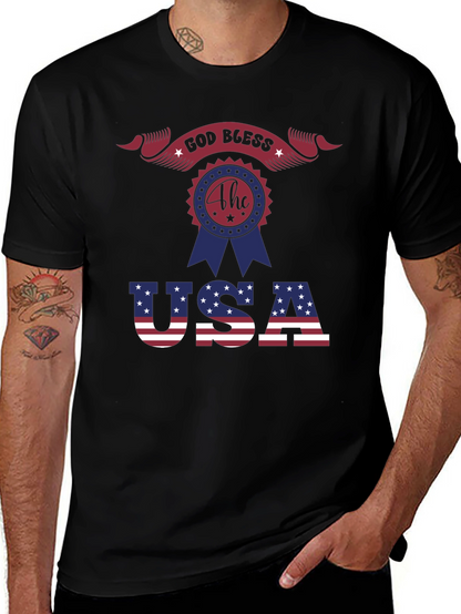 Patriotic God Bless USA Graphic T-Shirt