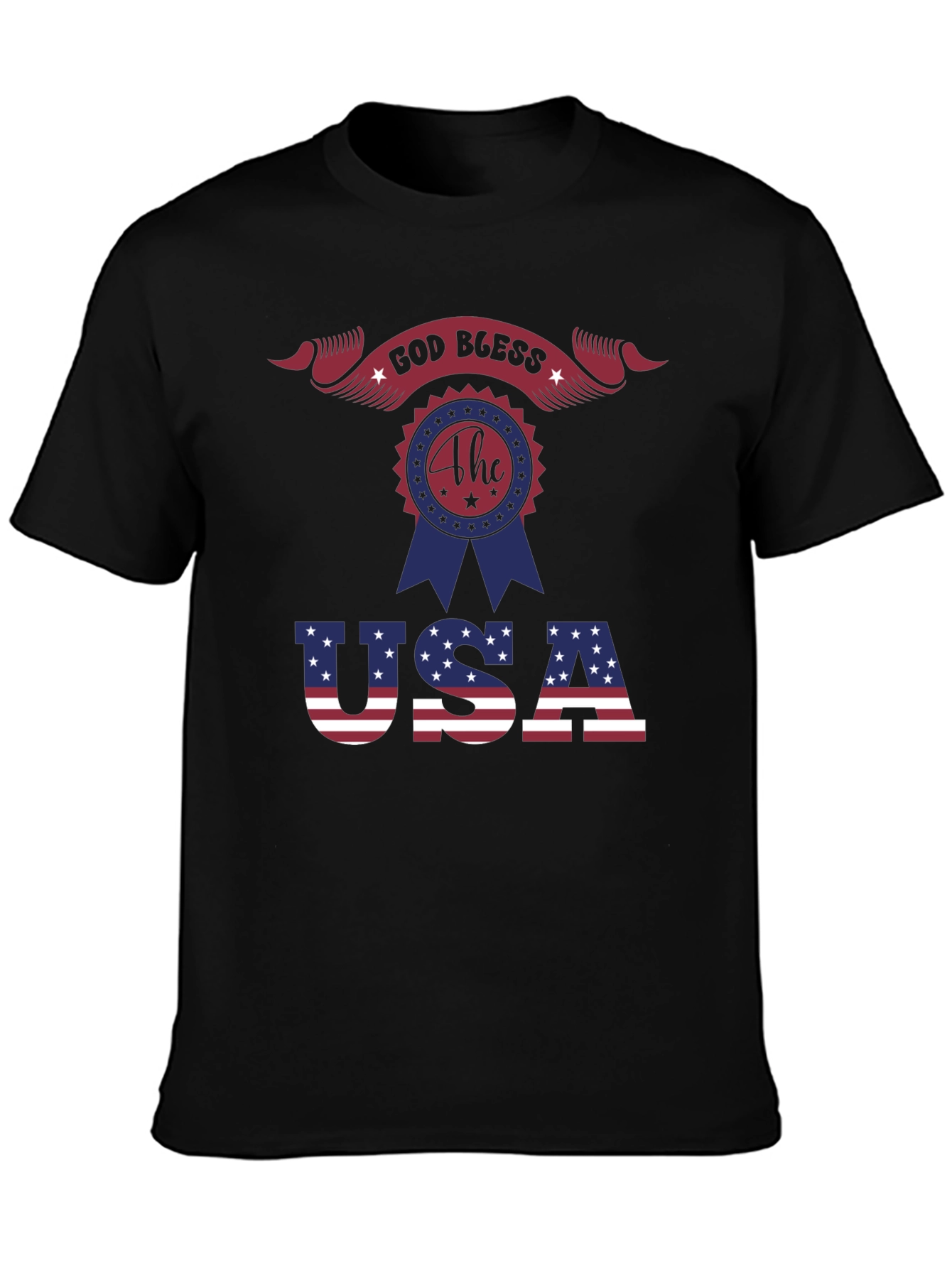 Patriotic God Bless USA Graphic T-Shirt