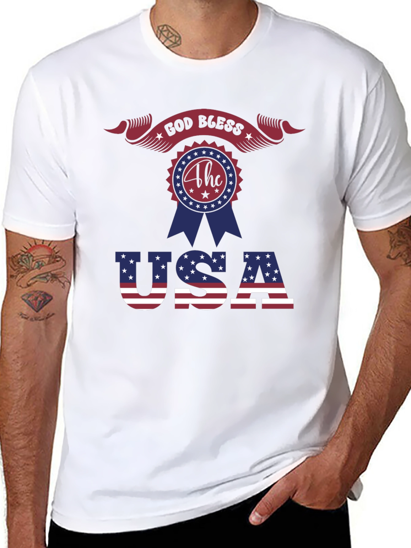 Patriotic God Bless USA Graphic T-Shirt