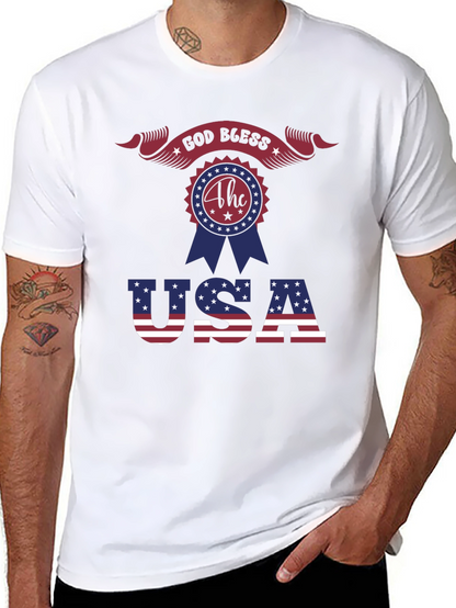 Patriotic God Bless USA Graphic T-Shirt