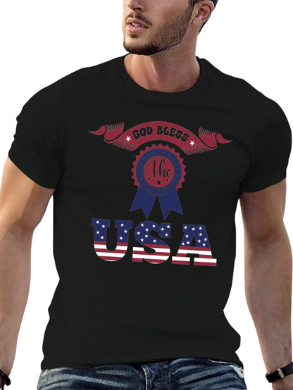 Patriotic God Bless USA Graphic T-Shirt
