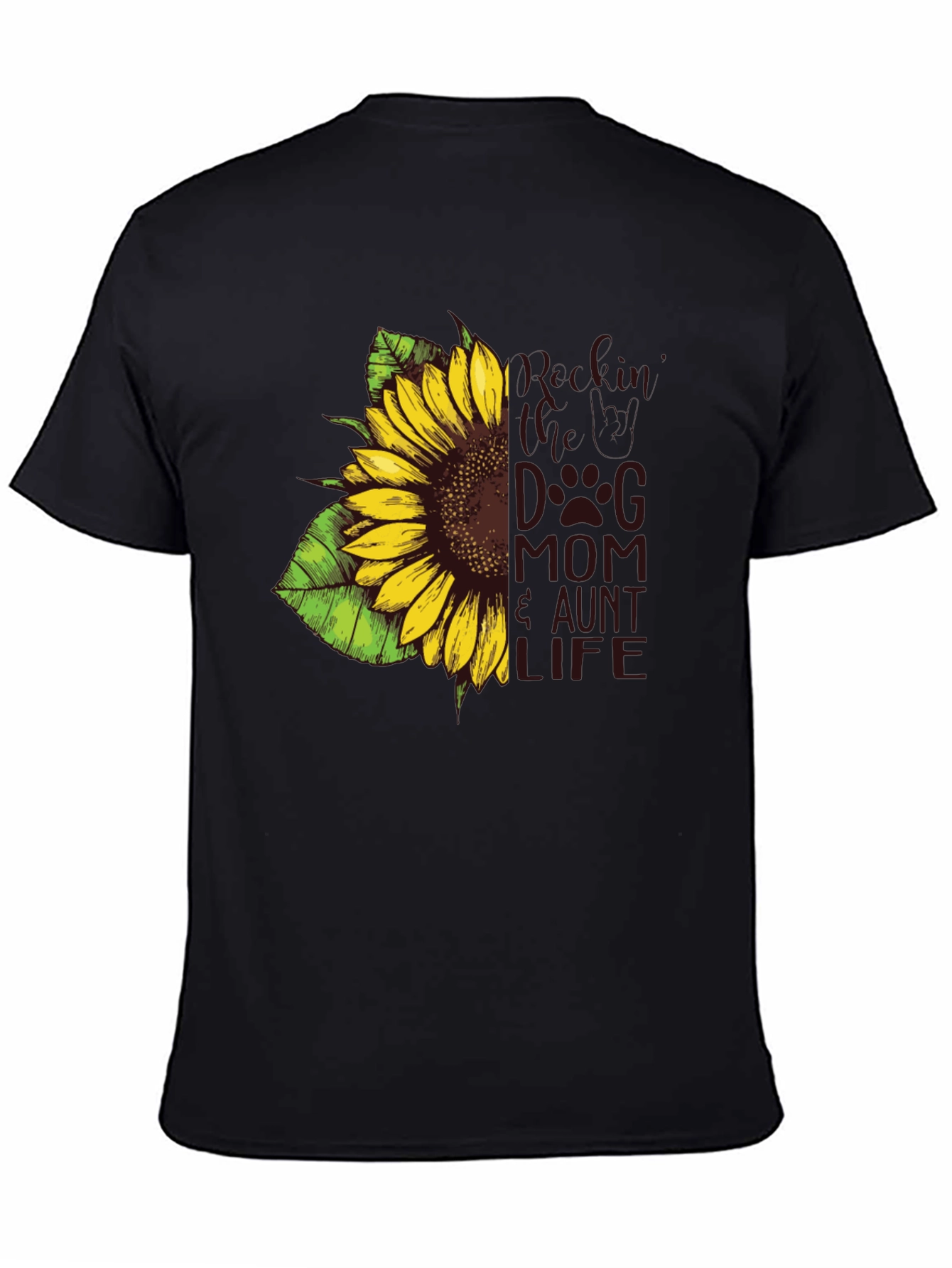 Sunflower Dog Mom Aunt Life Tee - Black