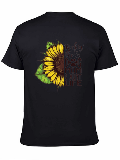 Sunflower Dog Mom Aunt Life Tee - Black