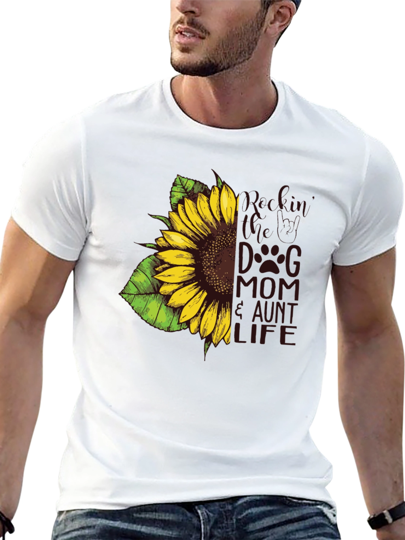 Sunflower Dog Mom Aunt Life Tee - Black