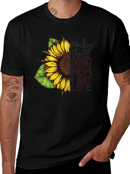 Sunflower Dog Mom Aunt Life Tee - Black