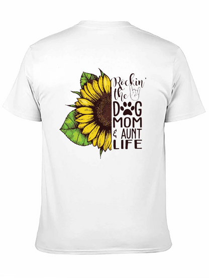Sunflower Dog Mom Aunt Life Tee - Black