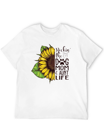 Sunflower Dog Mom Aunt Life Tee - Black