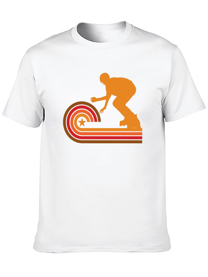 Retro Skater Graphic Tee - Black Cotton T-Shirt