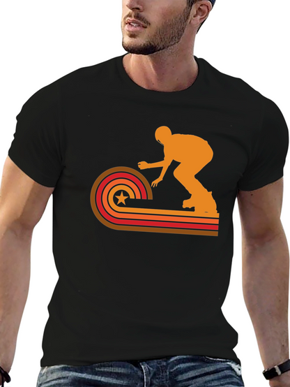 Retro Skater Graphic Tee - Black Cotton T-Shirt